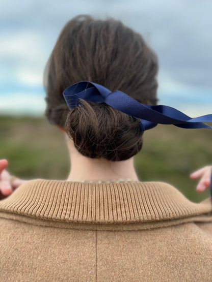 Watercolor Print + Navy Silk Ribbon