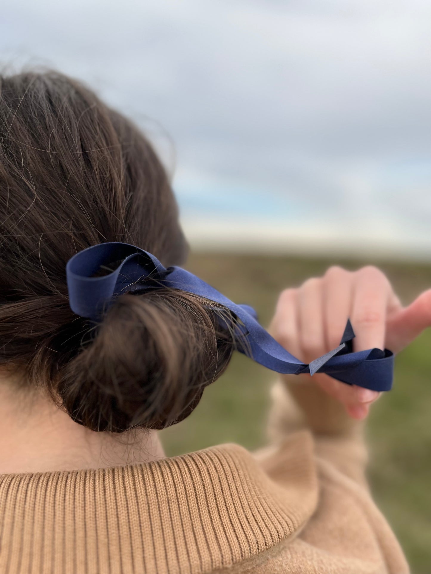 Watercolor Print + Navy Silk Ribbon