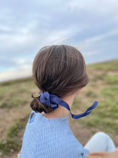 Watercolor Print + Navy Silk Ribbon